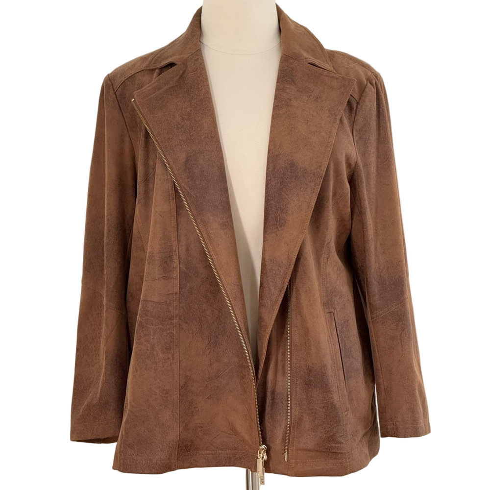 Chico's Brown “Leather” Women's Jacket Size 20 (Chico’s size 4) - Picture 12 of 15